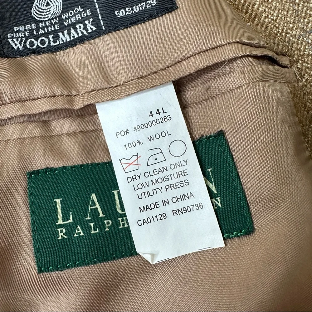 Lauren Ralph Lauren Blazer Men's 44L Brown Wool Elbow Patch 2 Button Sport Coat